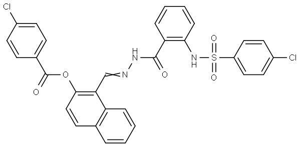 1-{(E)-[2-(2-{[(4-CHLOROPHENYL)SULFONYL]AMINO}BENZOYL)HYDRAZONO]METHYL}-2-NAPHTHYL 4-CHLOROBENZOATE Struktur