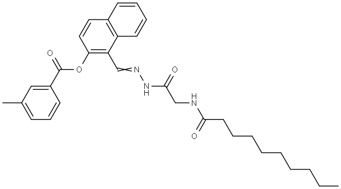 1-(2-((DECANOYLAMINO)ACETYL)CARBOHYDRAZONOYL)-2-NAPHTHYL 3-METHYLBENZOATE Struktur