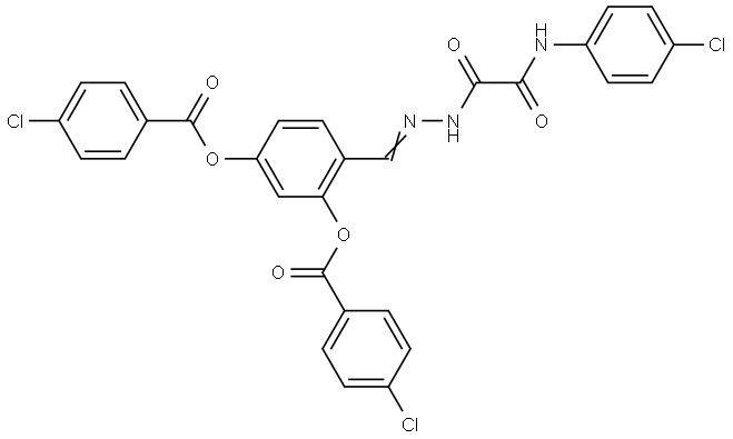 2-((E)-{[(4-CHLOROANILINO)(OXO)ACETYL]HYDRAZONO}METHYL)-5-[(4-CHLOROBENZOYL)OXY]PHENYL 4-CHLOROBENZOATE Struktur