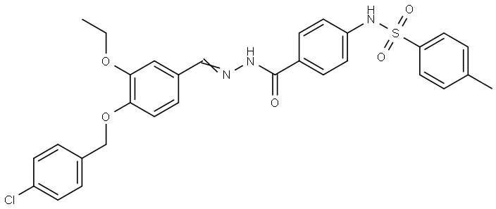 N-{4-[((2E)-2-{4-[(4-CHLOROBENZYL)OXY]-3-ETHOXYBENZYLIDENE}HYDRAZINO)CARBONYL]PHENYL}-4-METHYLBENZENESULFONAMIDE Struktur