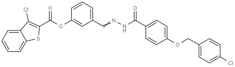 3-[(E)-(2-{4-[(4-CHLOROBENZYL)OXY]BENZOYL}HYDRAZONO)METHYL]PHENYL 3-CHLORO-1-BENZOTHIOPHENE-2-CARBOXYLATE Struktur