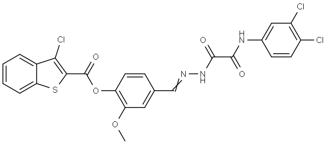 4-((E)-{[(3,4-DICHLOROANILINO)(OXO)ACETYL]HYDRAZONO}METHYL)-2-METHOXYPHENYL 3-CHLORO-1-BENZOTHIOPHENE-2-CARBOXYLATE Struktur