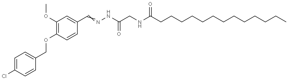 N-[2-((2E)-2-{4-[(4-CHLOROBENZYL)OXY]-3-METHOXYBENZYLIDENE}HYDRAZINO)-2-OXOETHYL]TETRADECANAMIDE Struktur