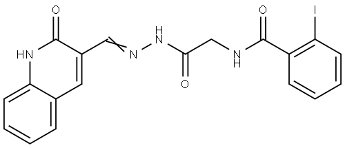 2-IODO-N-(2-OXO-2-{(2E)-2-[(2-OXO-1,2-DIHYDRO-3-QUINOLINYL)METHYLENE]HYDRAZINO}ETHYL)BENZAMIDE Struktur