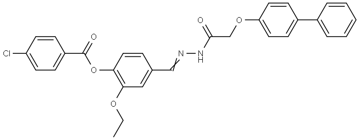 4-(2-(((1,1'-BIPHENYL)-4-YLOXY)AC)CARBOHYDRAZONOYL)-2-ETHOXYPHENYL 4-CL-BENZOATE Struktur