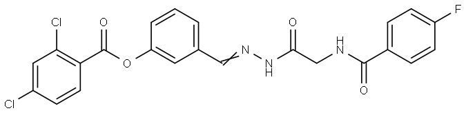 3-(2-(((4-FLUOROBENZOYL)AMINO)AC)CARBOHYDRAZONOYL)PHENYL 2,4-DICHLOROBENZOATE Struktur