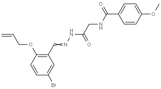 N-(2-{(2E)-2-[2-(ALLYLOXY)-5-BROMOBENZYLIDENE]HYDRAZINO}-2-OXOETHYL)-4-METHOXYBENZAMIDE Struktur