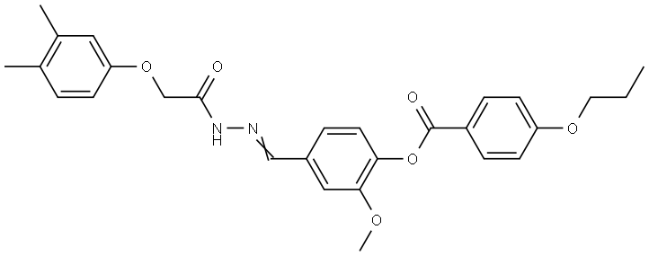 4-(2-((3,4-DIMETHYLPHENOXY)AC)CARBOHYDRAZONOYL)-2-MEO-PHENYL 4-PROPOXYBENZOATE Struktur