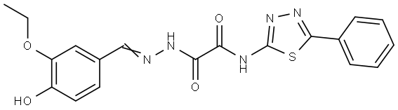 2-[(2E)-2-(3-ETHOXY-4-HYDROXYBENZYLIDENE)HYDRAZINO]-2-OXO-N-(5-PHENYL-1,3,4-THIADIAZOL-2-YL)ACETAMIDE Struktur