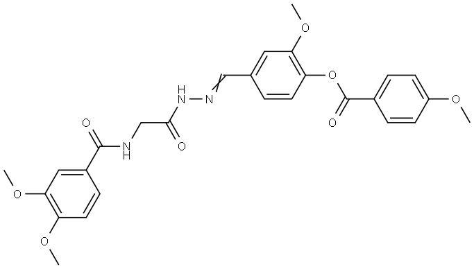 4-(2-(((3,4-DIMETHOXYBENZOYL)AMINO)ACETYL)CARBOHYDRAZONOYL)-2-METHOXYPHENYL 4-METHOXYBENZOATE Struktur