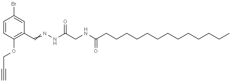 N-(2-(2-(5-BR-2-(2-PROPYNYLOXY)BENZYLIDENE)HYDRAZINO)-2-OXOETHYL)TETRADECANAMIDE Struktur