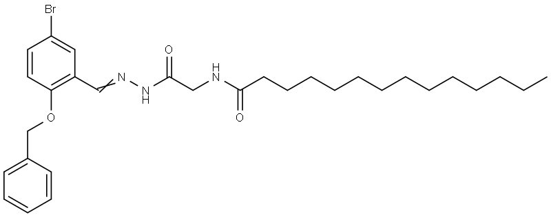 N-(2-(2-(2-(BENZYLOXY)-5-BROMOBENZYLIDENE)HYDRAZINO)-2-OXOETHYL)TETRADECANAMIDE Struktur