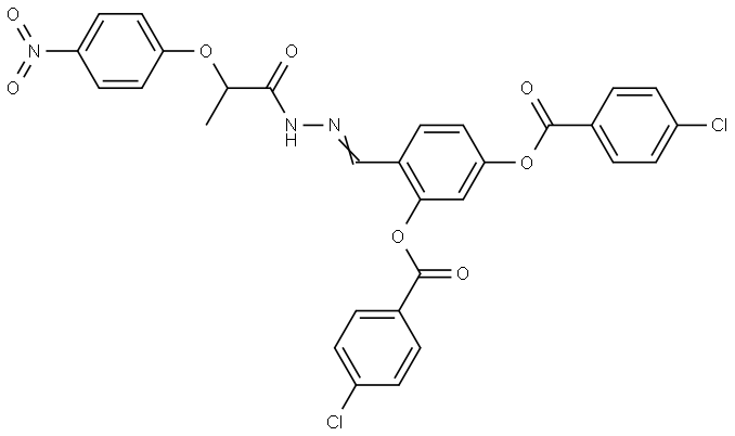 5-[(4-CHLOROBENZOYL)OXY]-2-((E)-{[2-(4-NITROPHENOXY)PROPANOYL]HYDRAZONO}METHYL)PHENYL 4-CHLOROBENZOATE Struktur