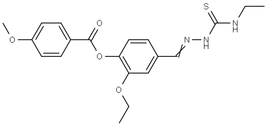 2-ETHOXY-4-(2-((ETHYLAMINO)CARBOTHIOYL)CARBOHYDRAZONOYL)PHENYL 4-METHOXYBENZOATE Struktur