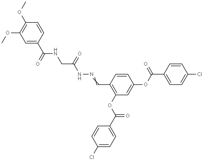 5-[(4-CHLOROBENZOYL)OXY]-2-[(E)-({[(3,4-DIMETHOXYBENZOYL)AMINO]ACETYL}HYDRAZONO)METHYL]PHENYL 4-CHLOROBENZOATE Struktur