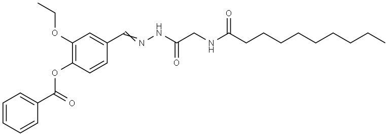 4-(2-((DECANOYLAMINO)ACETYL)CARBOHYDRAZONOYL)-2-ETHOXYPHENYL BENZOATE Struktur