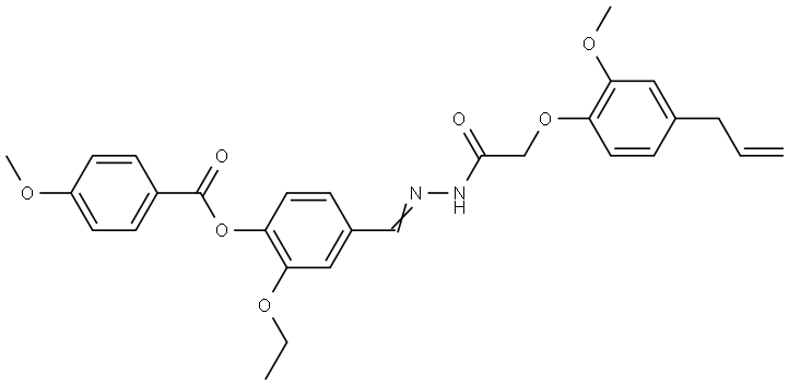 4-((E)-{[(4-ALLYL-2-METHOXYPHENOXY)ACETYL]HYDRAZONO}METHYL)-2-ETHOXYPHENYL 4-METHOXYBENZOATE Struktur