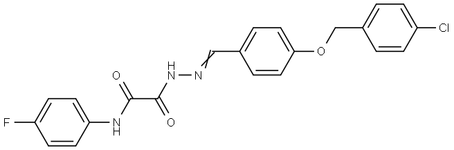 2-(2-(4-((4-CHLOROBENZYL)OXY)BENZYLIDENE)HYDRAZINO)-N-(4-F-PH)-2-OXOACETAMIDE Struktur