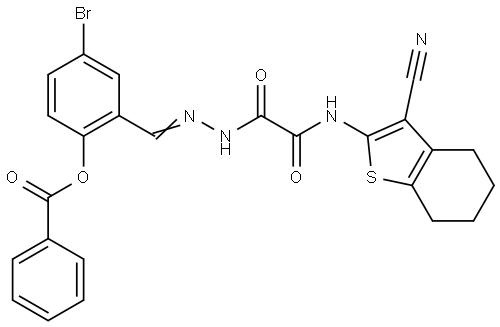 4-BROMO-2-((E)-{[[(3-CYANO-4,5,6,7-TETRAHYDRO-1-BENZOTHIEN-2-YL)AMINO](OXO)ACETYL]HYDRAZONO}METHYL)PHENYL BENZOATE Struktur