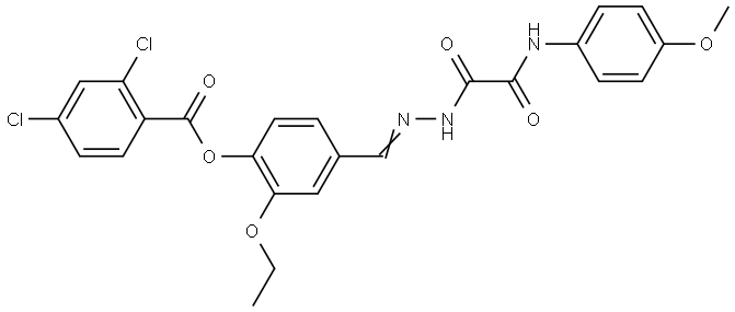 2-ETHOXY-4-((E)-{[(4-METHOXYANILINO)(OXO)ACETYL]HYDRAZONO}METHYL)PHENYL 2,4-DICHLOROBENZOATE Struktur