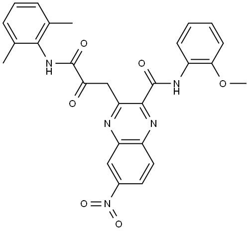 3-[3-(2,6-DIMETHYLANILINO)-2,3-DIOXOPROPYL]-N-(2-METHOXYPHENYL)-6-NITRO-2-QUINOXALINECARBOXAMIDE Struktur