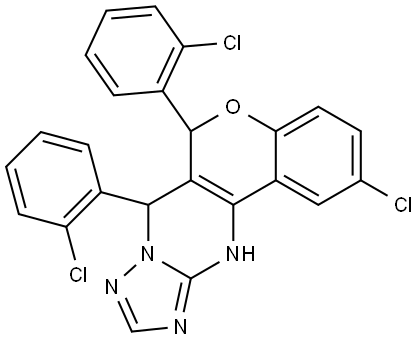 2-CHLORO-6,7-BIS(2-CHLOROPHENYL)-7,12-DIHYDRO-6H-CHROMENO[4,3-D][1,2,4]TRIAZOLO[1,5-A]PYRIMIDINE Struktur