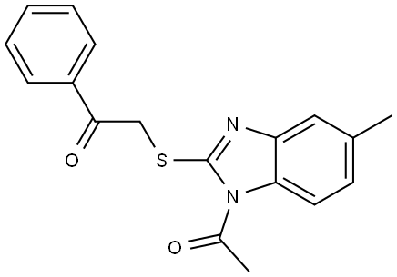 2-((1-ACETYL-5-METHYL-1H-BENZIMIDAZOL-2-YL)THIO)-1-PHENYLETHANONE Struktur