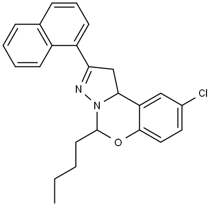 5-BUTYL-9-CHLORO-2-(1-NAPHTHYL)-1,10B-DIHYDROPYRAZOLO(1,5-C)(1,3)BENZOXAZINE Struktur