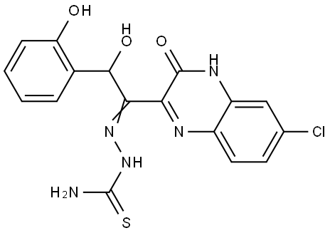 1-(6-CL-3-HO-2-QUINOXALINYL)-2-HO-2-(2-HYDROXYPHENYL)ETHANONE THIOSEMICARBAZONE Struktur