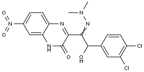 2-(3,4-DI-CL-PH)-2-HO-1-(3-HO-6-NITRO-2-QUINOXALINYL)ETHANONE DIMETHYLHYDRAZONE Struktur