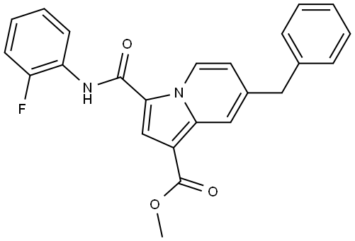 METHYL 7-BENZYL-3-((2-FLUOROANILINO)CARBONYL)-1-INDOLIZINECARBOXYLATE Struktur