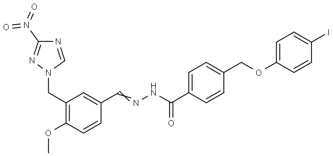 4-[(4-IODOPHENOXY)METHYL]-N'-((E)-{4-METHOXY-3-[(3-NITRO-1H-1,2,4-TRIAZOL-1-YL)METHYL]PHENYL}METHYLIDENE)BENZOHYDRAZIDE Struktur