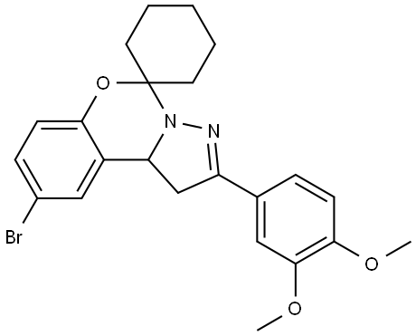 9-BROMO-2-(3,4-DIMETHOXYPHENYL)-1,10B-DIHYDROSPIRO[BENZO[E]PYRAZOLO[1,5-C][1,3]OXAZINE-5,1'-CYCLOHEXANE] Struktur