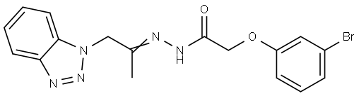 N'-(2-(1H-1,2,3-BENZOTRIAZOL-1-YL)-1-ME-ETHYLIDENE)2(3-BR-PHENOXY)ACETOHYDRAZIDE Struktur