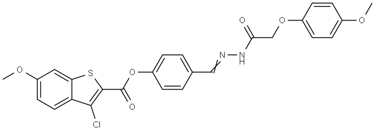 4-((E)-{2-[2-(4-METHOXYPHENOXY)ACETYL]HYDRAZONO}METHYL)PHENYL 3-CHLORO-6-METHOXY-1-BENZOTHIOPHENE-2-CARBOXYLATE Struktur