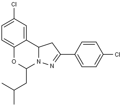 9-CL-2-(4-CHLOROPHENYL)-5-ISOBUTYL-1,10B-DIHYDROPYRAZOLO(1,5-C)(1,3)BENZOXAZINE Struktur