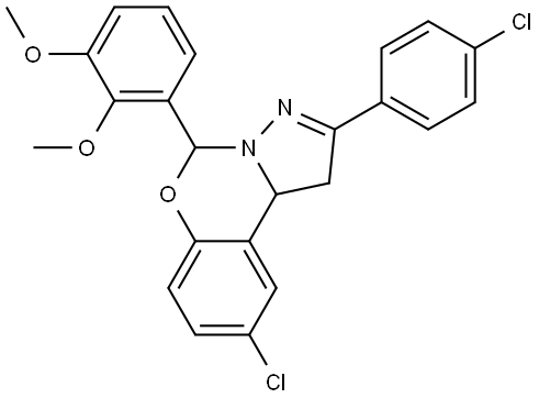 9-CL-2-(4-CL-PH)-5-(2,3-DI-MEO-PH)-1,10B-DIHYDROPYRAZOLO(1,5-C)(1,3)BENZOXAZINE Struktur