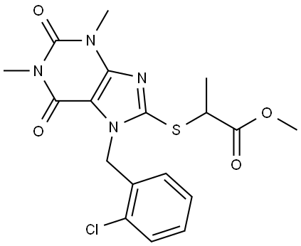 METHYL 2-{[7-(2-CHLOROBENZYL)-1,3-DIMETHYL-2,6-DIOXO-2,3,6,7-TETRAHYDRO-1H-PURIN-8-YL]SULFANYL}PROPANOATE Struktur