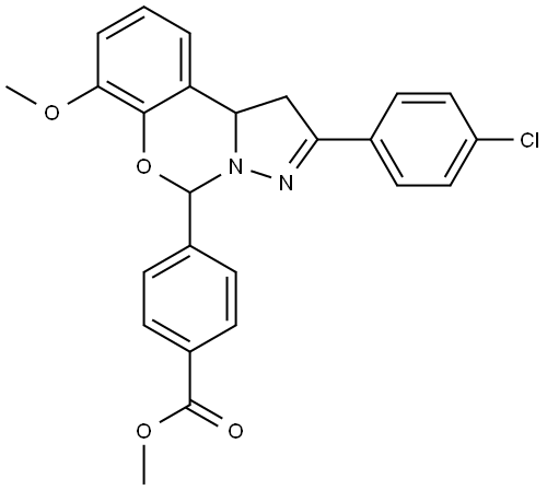 ME 4(2-(4-CL-PH)-7-MEO-1,10B-DIHYDROPYRAZOLO(1,5-C)(1,3)BENZOXAZIN-5-YL)BENZOATE Struktur