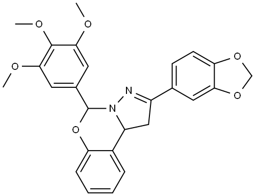 2-(1,3-BENZODIOXOL-5-YL)-5-(3,4,5-TRIMETHOXYPHENYL)-1,10B-DIHYDROPYRAZOLO[1,5-C][1,3]BENZOXAZINE Struktur