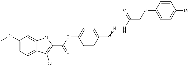 4-((E)-{2-[2-(4-BROMOPHENOXY)ACETYL]HYDRAZONO}METHYL)PHENYL 3-CHLORO-6-METHOXY-1-BENZOTHIOPHENE-2-CARBOXYLATE Struktur