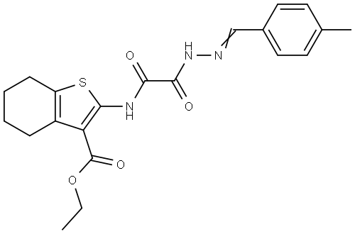 ETHYL 2-{[[(2E)-2-(4-METHYLBENZYLIDENE)HYDRAZINO](OXO)ACETYL]AMINO}-4,5,6,7-TETRAHYDRO-1-BENZOTHIOPHENE-3-CARBOXYLATE Struktur