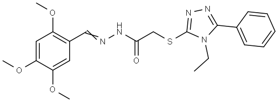 2-[(4-ETHYL-5-PHENYL-4H-1,2,4-TRIAZOL-3-YL)SULFANYL]-N'-[(E)-(2,4,5-TRIMETHOXYPHENYL)METHYLIDENE]ACETOHYDRAZIDE Struktur