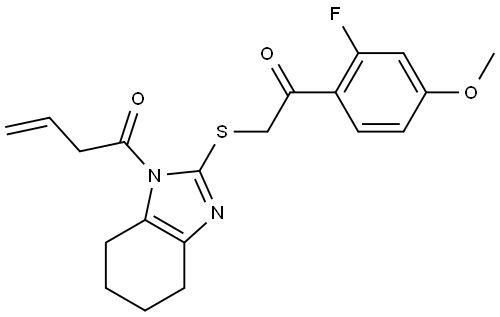 2-{[1-(3-BUTENOYL)-4,5,6,7-TETRAHYDRO-1H-BENZIMIDAZOL-2-YL]SULFANYL}-1-(2-FLUORO-4-METHOXYPHENYL)ETHANONE Struktur