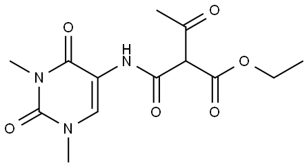 ETHYL 2-{[(1,3-DIMETHYL-2,4-DIOXO-1,2,3,4-TETRAHYDRO-5-PYRIMIDINYL)AMINO]CARBONYL}-3-OXOBUTANOATE Struktur