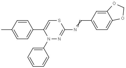 N-(1,3-BENZODIOXOL-5-YLMETHYLENE)-5-(4-ME-PH)-4-PH-4H-1,3,4-THIADIAZIN-2-AMINE Struktur