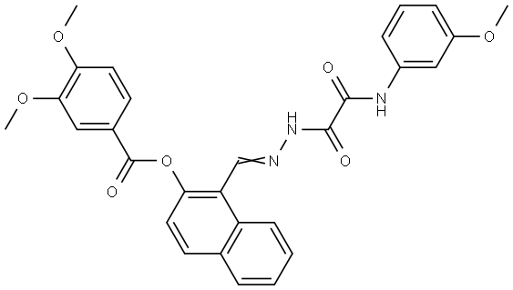 1-((E)-{2-[2-(3-METHOXYANILINO)-2-OXOACETYL]HYDRAZONO}METHYL)-2-NAPHTHYL 3,4-DIMETHOXYBENZOATE Struktur