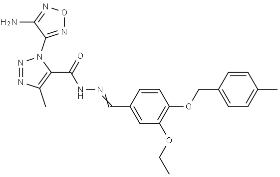 1-(4-AMINO-1,2,5-OXADIAZOL-3-YL)-N'-((E)-{3-ETHOXY-4-[(4-METHYLBENZYL)OXY]PHENYL}METHYLIDENE)-4-METHYL-1H-1,2,3-TRIAZOLE-5-CARBOHYDRAZIDE Struktur