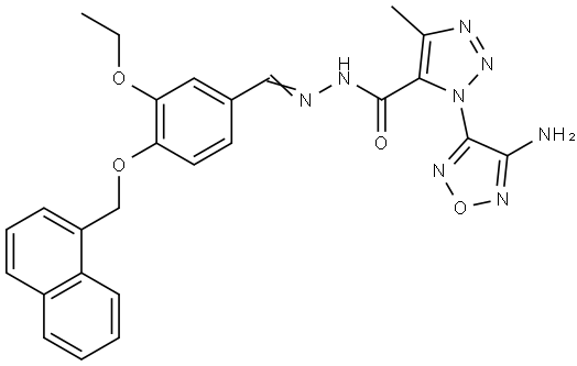 1-(4-AMINO-1,2,5-OXADIAZOL-3-YL)-N'-{(E)-[3-ETHOXY-4-(1-NAPHTHYLMETHOXY)PHENYL]METHYLIDENE}-4-METHYL-1H-1,2,3-TRIAZOLE-5-CARBOHYDRAZIDE Struktur