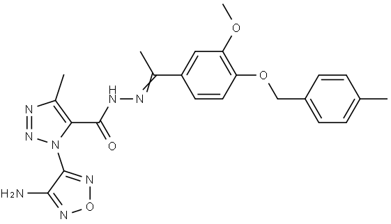 1-(4-AMINO-1,2,5-OXADIAZOL-3-YL)-N'-((E)-1-{3-METHOXY-4-[(4-METHYLBENZYL)OXY]PHENYL}ETHYLIDENE)-4-METHYL-1H-1,2,3-TRIAZOLE-5-CARBOHYDRAZIDE Struktur